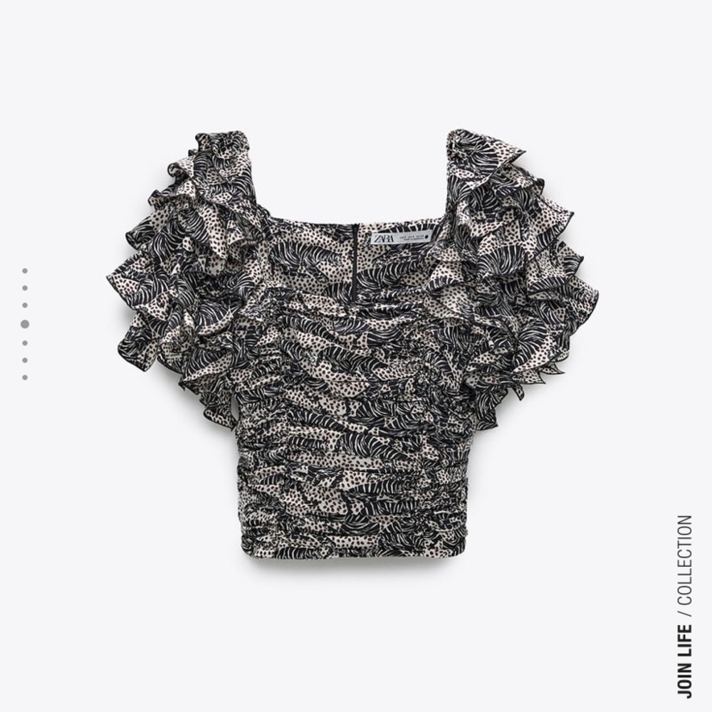 NWT Zara Animal Print Puff Sleeve Top